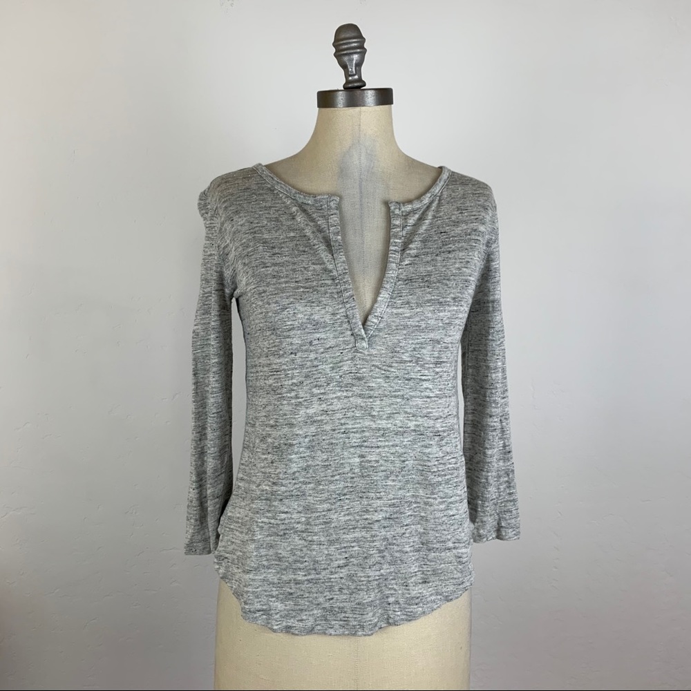 Athleta Heathered Grey Linen Tee - Picture 1 of 8